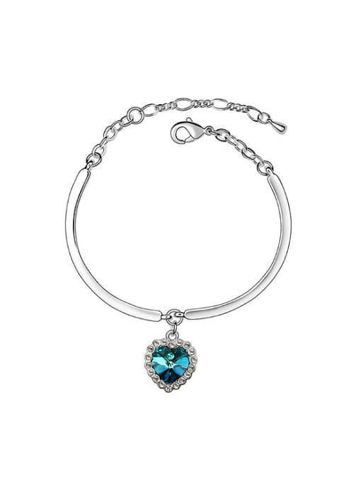 QIANZI Simple Blue Heart austrian Crystal Alloy Bracelet 0