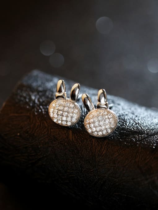 kwan Cute Rabbit Head Silver Stud Earrings 1