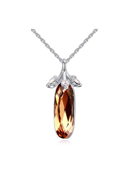 QIANZI Simple Shiny austrian Crystal Platinum Plated Necklace 0