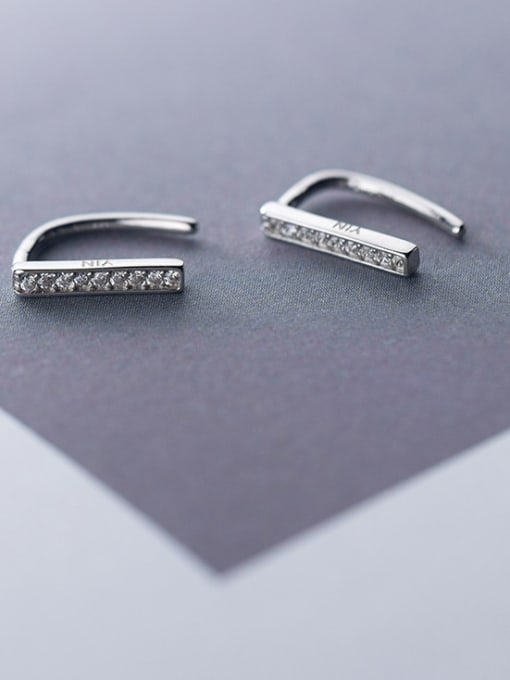 Rosh 925 Sterling Silver With Silver Plated Simplistic Geometric Hook Earrings 2