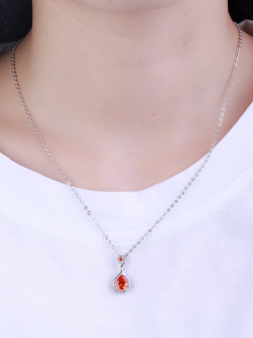 Ronaldo Trendy Red Water Drop Shaped Glass Necklace 1