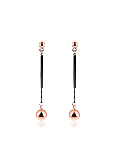 Open Sky Fashion Rose Gold Plated Beads Titanium Drop Earrings 0