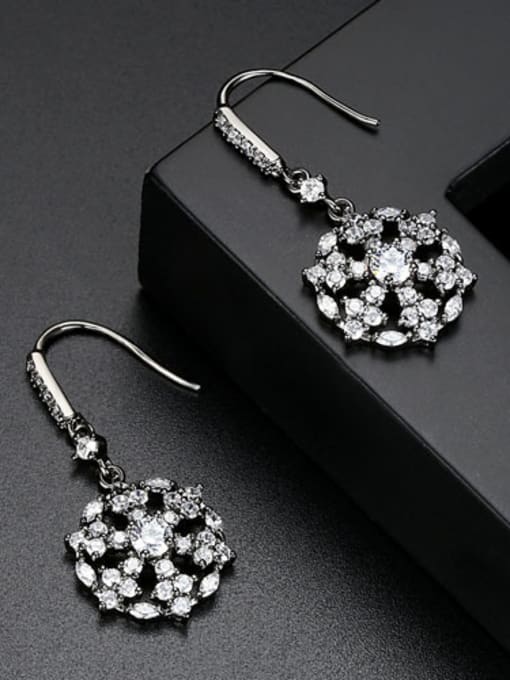 black Copper With 3A cubic zirconia Fashion Flower Stud Earrings