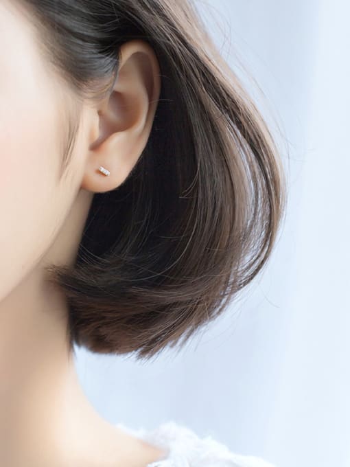 Rosh Fashionable Asymmetric Shimmering Rhinestone S925 Silver Stud Earrings 3
