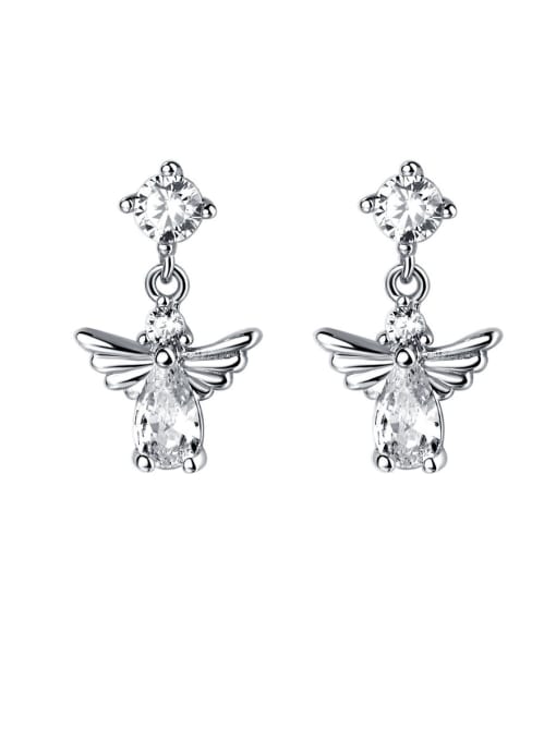 sliver 925 Sterling Silver With Cubic Zirconia Trendy Insect Drop Earrings