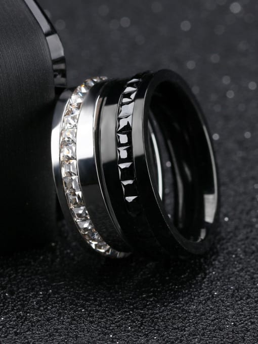 Open Sky Fashion Cubic Rhinestones Titanium Polishing Ring 1