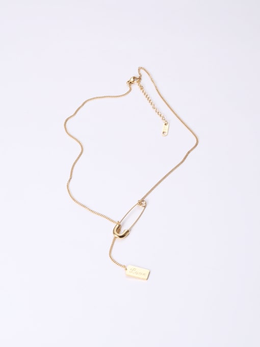 GROSE Titanium With Gold Plated Simplistic Geometric Pin Necklaces 1