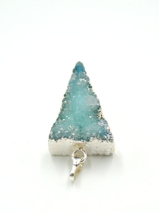 Tess Simple Blue Natural Crystal Triangle Silver Pendant 2