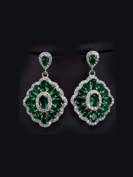 Green Fashion Flower Drop Chandelier earring