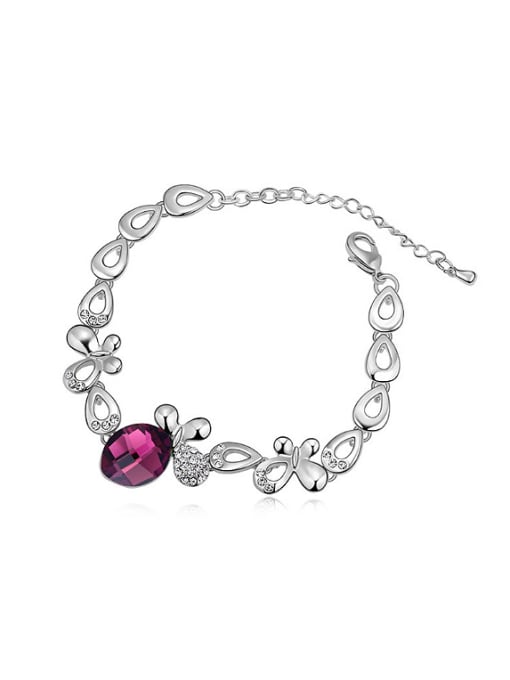 Purple Fashion Little Butterflies Oval austrian Crystal-accented Alloy Bracelet