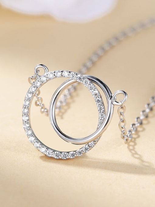 One Silver All-match Double Circle Necklace 2