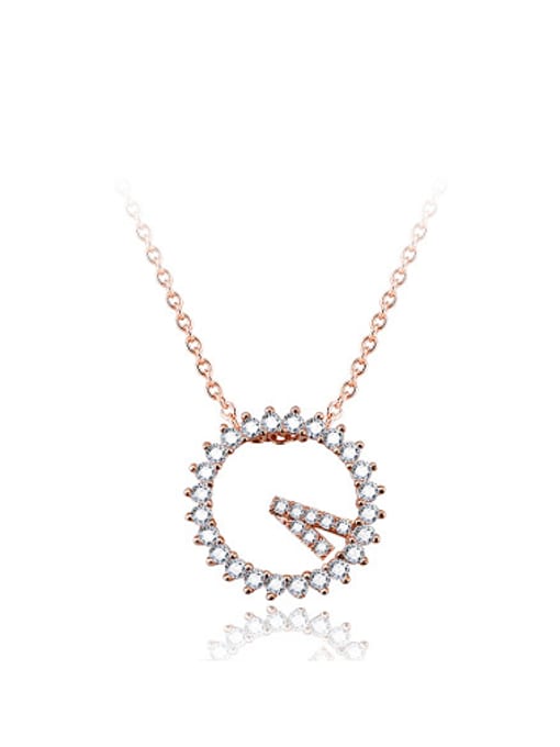 OUXI High-grade 18K Rose Gold Zircon Leaf-shaped Necklace