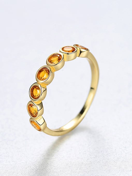 Gold 925 Sterling Silver With Cubic Zirconia  Simplistic Round Band Rings