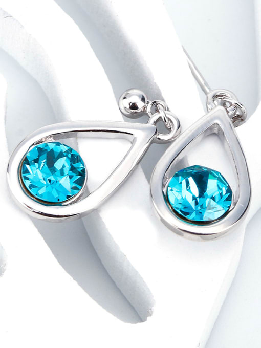 blue Simple Water Drop Austria Crystal Earrings