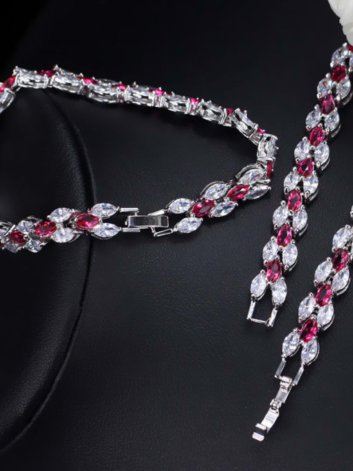 L.WIN The Luxury Shine  High Quality Zircon Necklace Earrings bracelet 3 Piece jewelry set 3