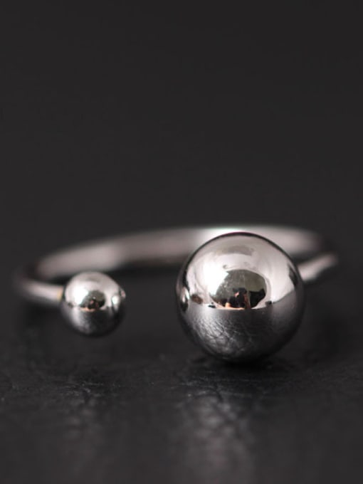 SILVER MI Simple Bead Opening Silver Ring 1