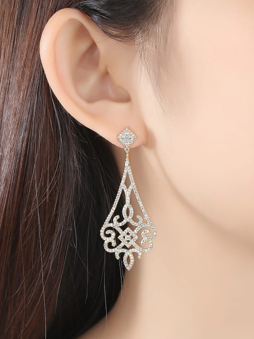 BLING SU Copper With 18k Gold Plated Vintage Geometric Party Drop Earrings 1