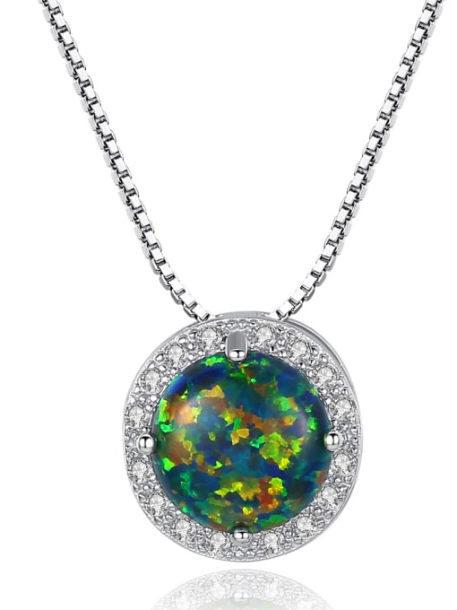 CCUI Sterling Silver multicolored round opal  Necklace 3
