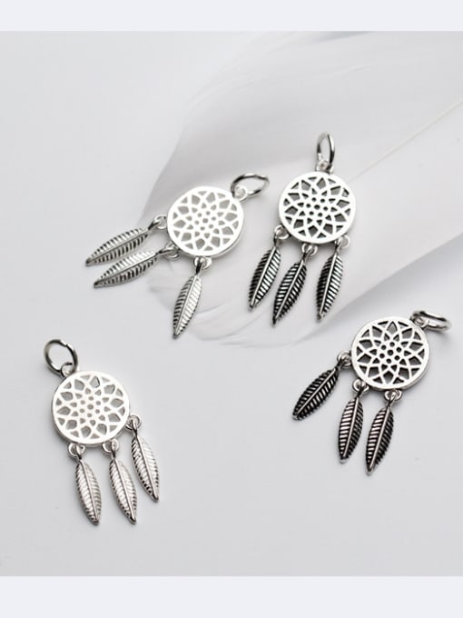 FAN 925 Sterling Silver With Antique Silver Plated Trendy Dreamnet Pendant Charms 2