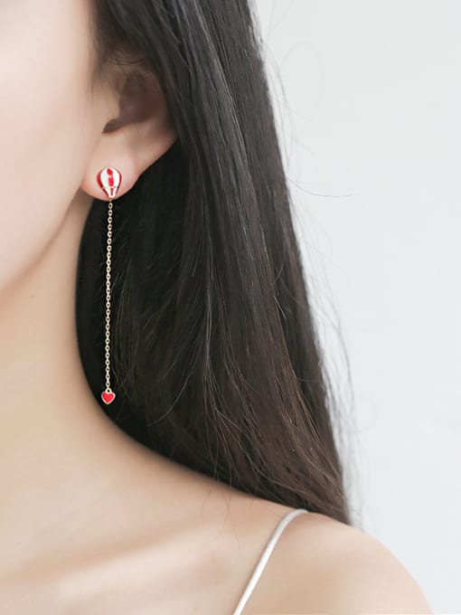 Peng Yuan Asymmetrical Hot Air Balloon Heart-shaped Earrings 1