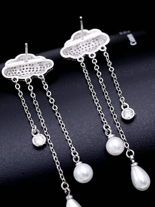 ALI Long clouds water-drops fringed micro-inlay AAA zircon pearls earrings 2