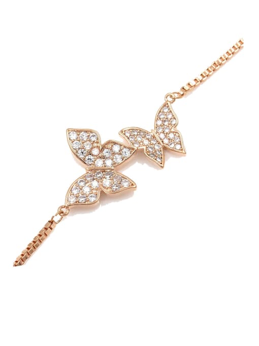 Mo Hai Copper With Cubic Zirconia Simplistic Butterfly Bracelets 3