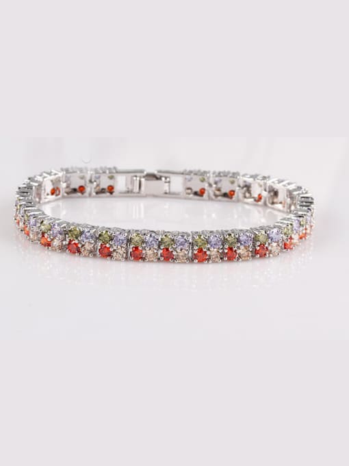 Multi-color Qing Xing Diamond AAA Round Zircon Luxury Dinner European And American Quality Bracelet,