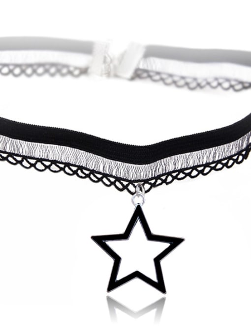X236 Hollow Five Stars Stainless Steel With Fashion Animal/flower/ball Lace choker Necklaces