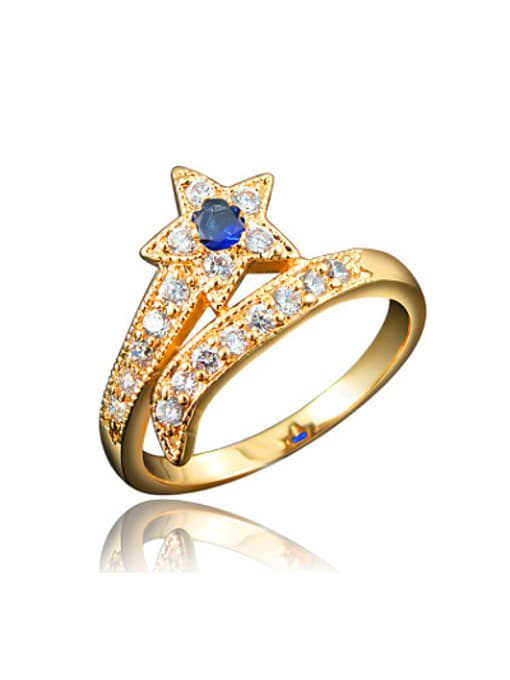 SANTIAGO Blue 18K Gold Plated Star Shaped Zircon Ring