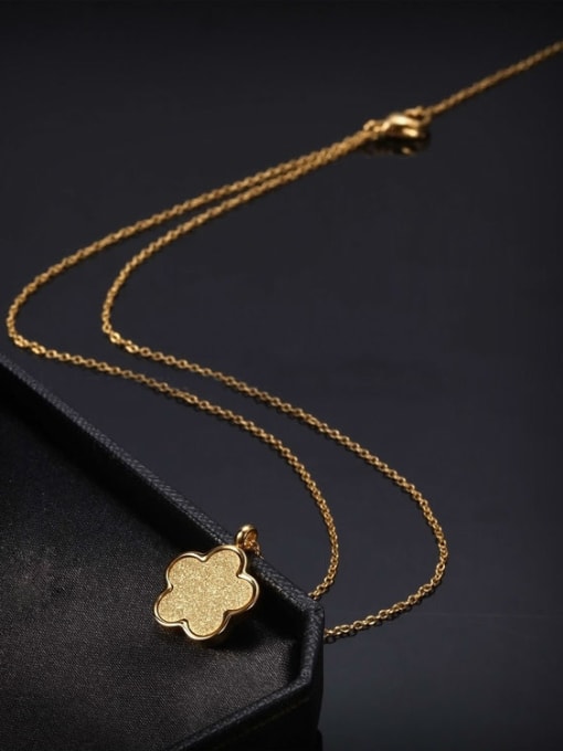 Gold The New Summer Matte Titanium Steel Flower Necklace