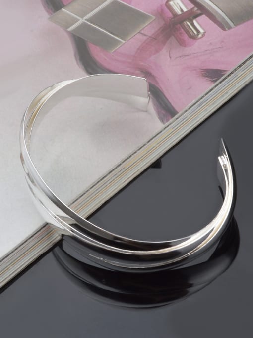 Ya Heng Simple Copper Silver Plated Opening Bangle 3