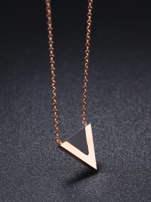 Open Sky Simple Triangle Pendant Rose Gold Plated Necklace 2