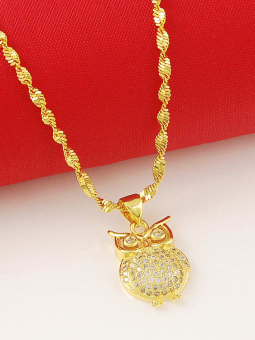 Yi Heng Da Lovely Owl Shaped Shimmering Rhinestones Copper Necklace 2