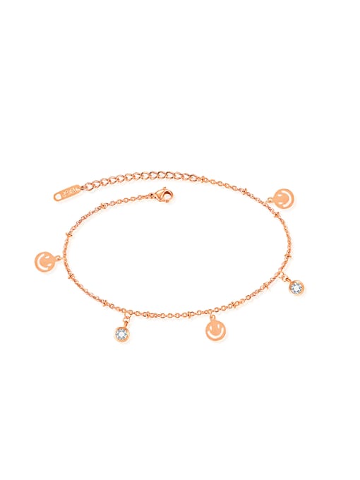 Open Sky Little Smiling Faces Zirconias Rose Gold Plated Anklet 0