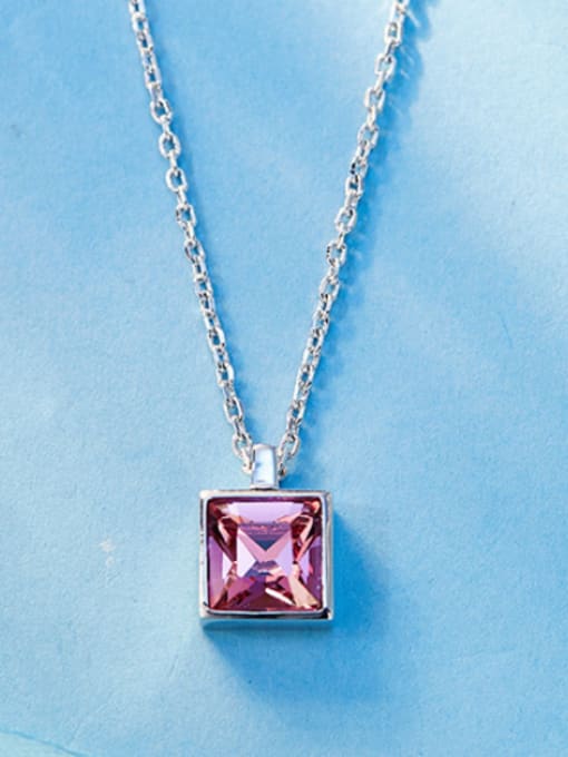 pink 2018 Square-shaped austrian Crystal Necklace