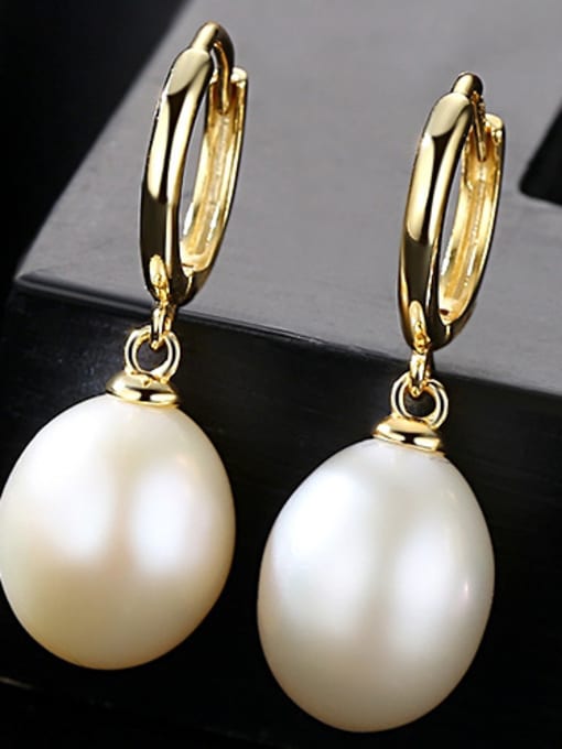 White Pure silver 10-11mm natural pearl gold ear buckle