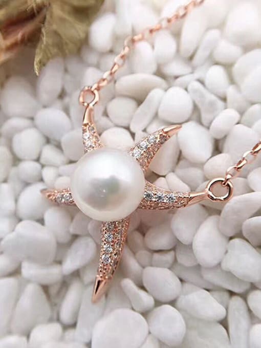 Rose Gold Fashion Starfish Freshwater Pearl Necklace