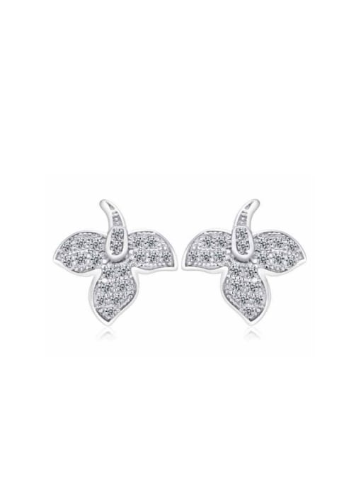 kwan Micro Pave Maple Leaves Stud Earrings 0