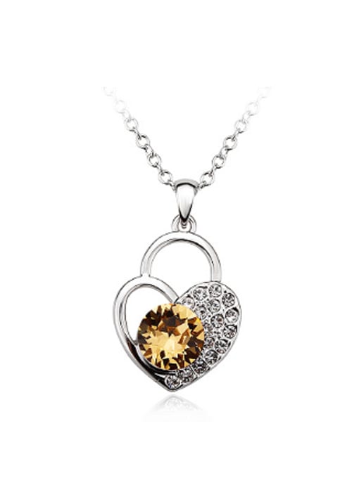 Champagne Fashion Heart shaped Austria Crystal Necklace