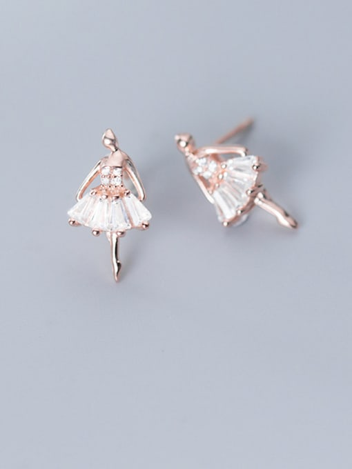 Rosh 925 Sterling Silver With Rose Gold Plated Cute Angel Stud Earrings 1