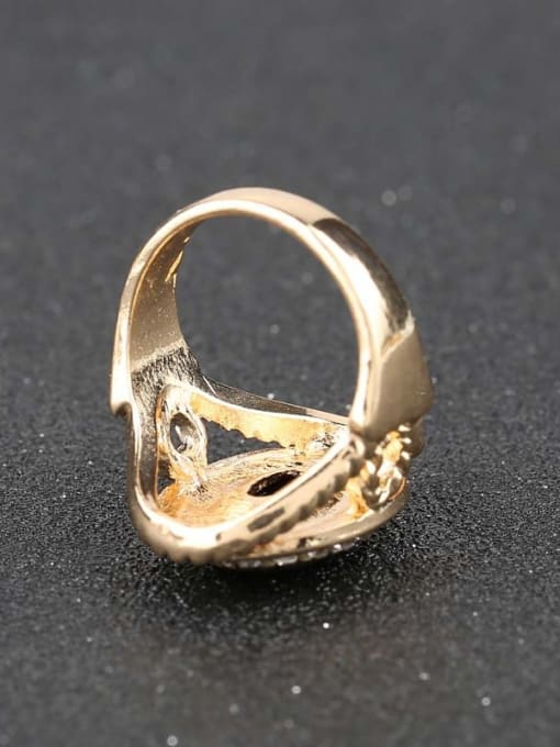 Gujin Gold Plated Black Resin stone Crystals Alloy Ring 4
