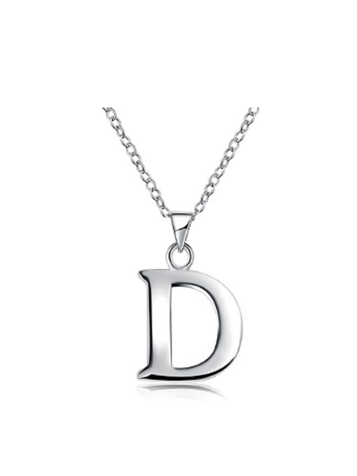 OUXI Simple Letter D Silver Plated Necklace 0