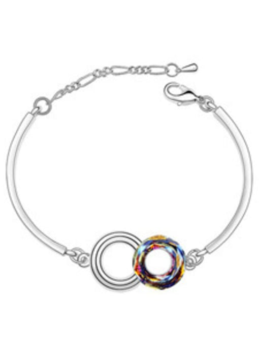 multi-color Simple Double Hollow Round austrian Crystal Alloy Bracelet
