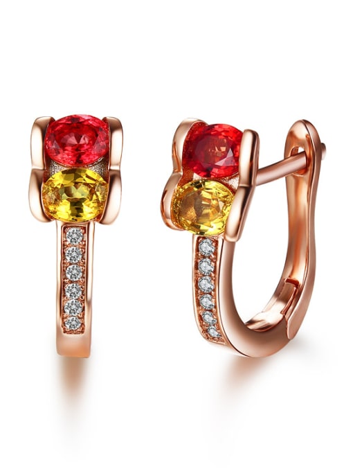 Deli Rose Gold Plated Multi-color Gemstones stud Earring 2