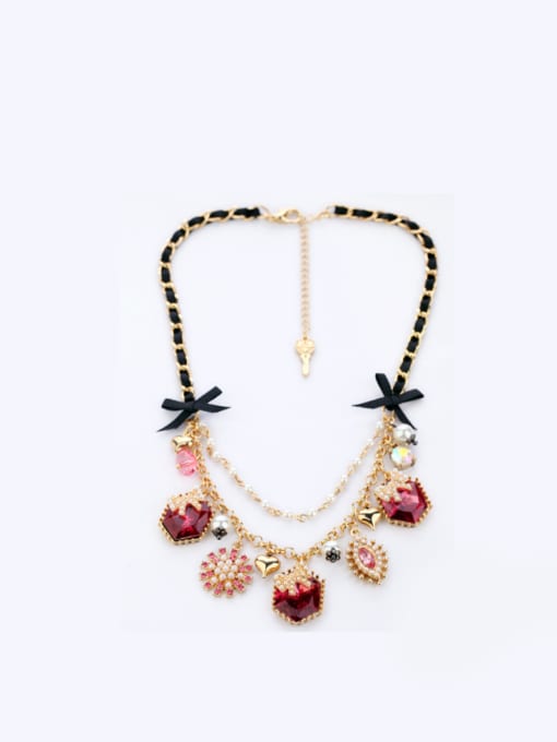 KM Fruit and Snow-Shaped Artificial Stones Alloy  Necklace 0