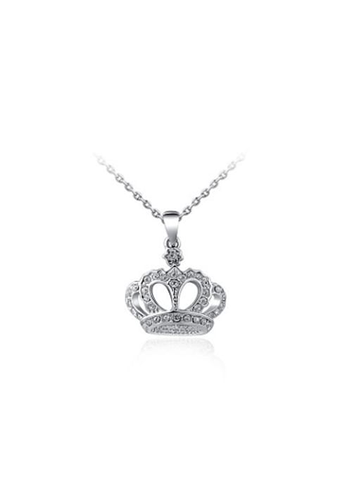 Platinum Delicate Cron Shaped Austria Crystal Necklace
