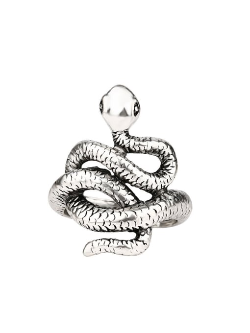 Gujin Punk style Personalized Snake Antique Silver Plated Ring 0