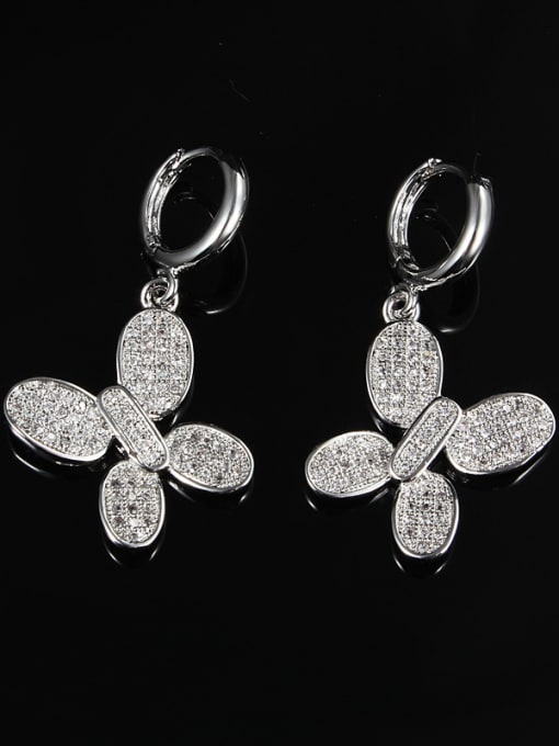 SANTIAGO All-match Butterfly Shaped 18K Platinum Plated Drop Earrings 1