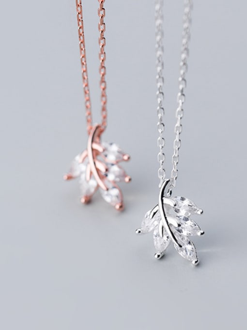 Rosh 925 Sterling Silver With Silver Plated Personality Maple Leaf Necklaces 2