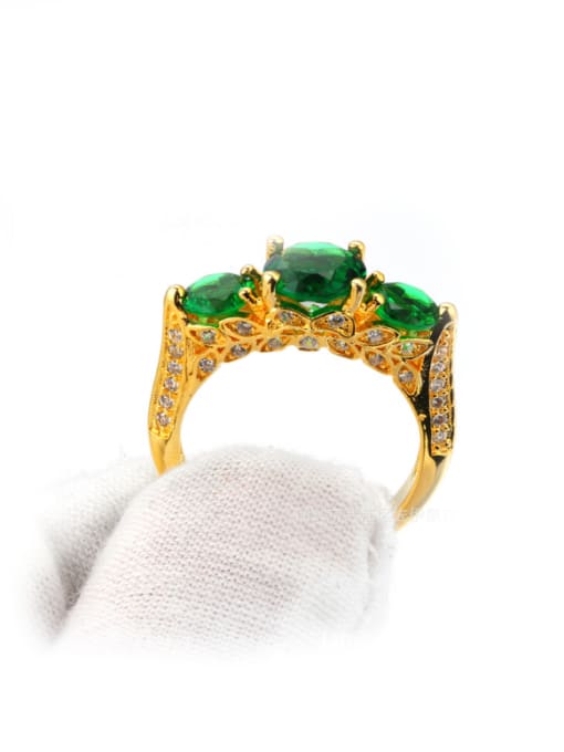 ZK Green Zircons Noble Gold Plated Women Ring 1